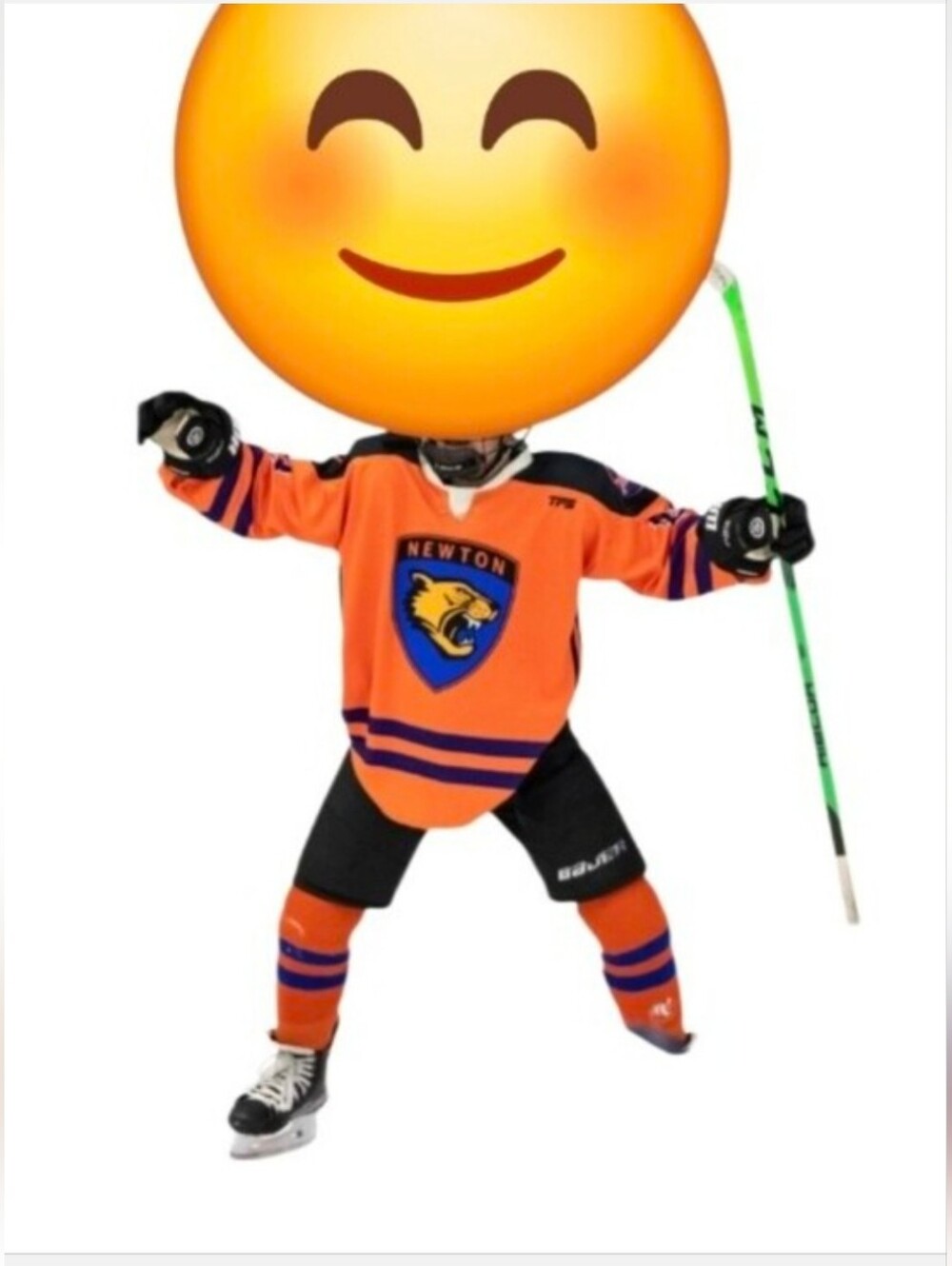 Newton Orange and Navy Youth Hockey Jersey with Panther Crest
